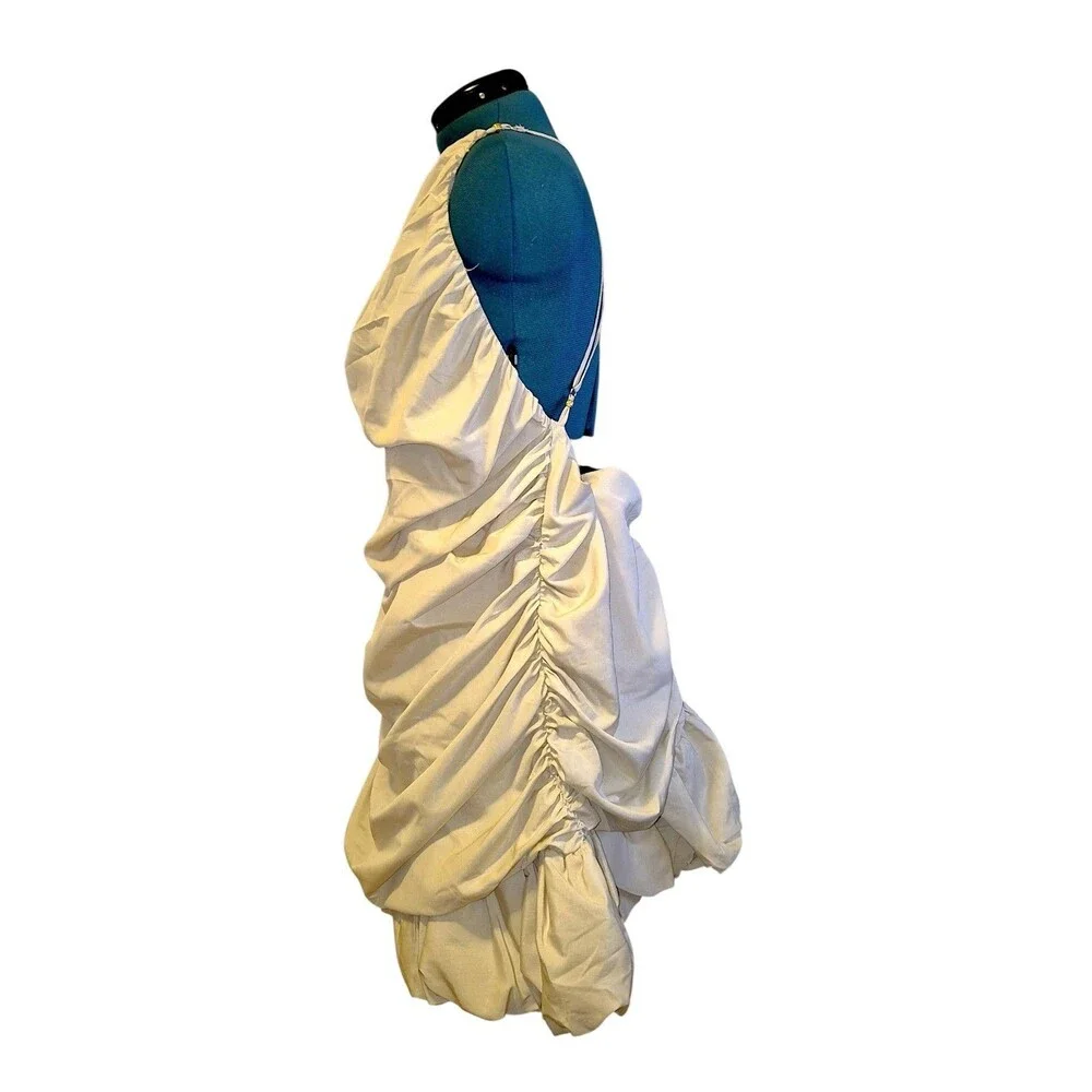 PLT LABEL Matte Satin Strappy Shoulder Bodycon Bubble Hem Dress Size 26 NWT - Picture 4 of 8
